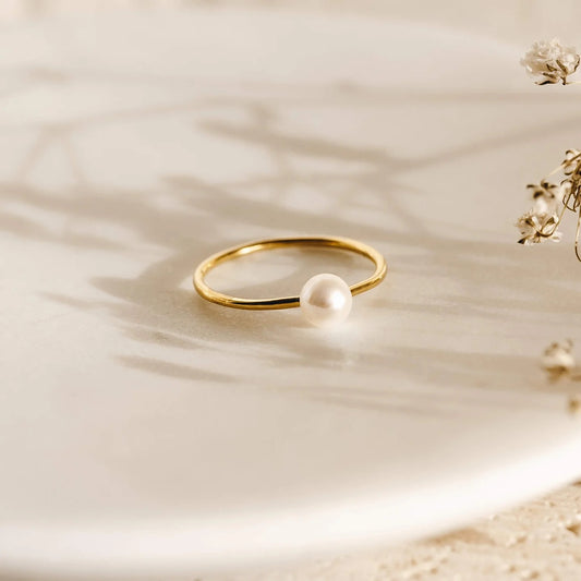 gerçek inci tektaş yüzük